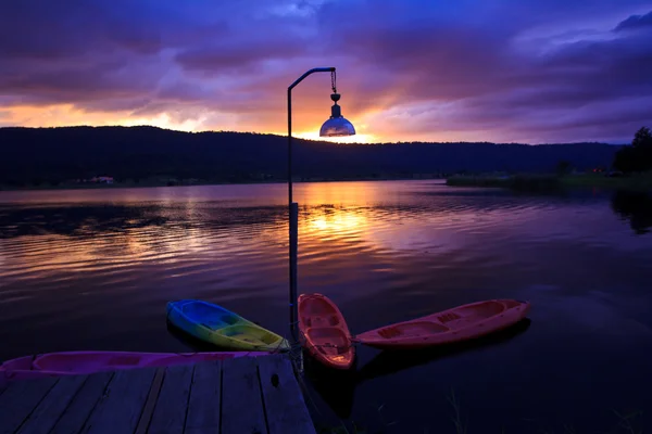 Kayaking on sundust — Stock Photo, Image