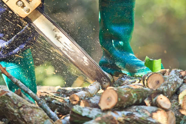 Homem cortando lenha — Fotografia de Stock