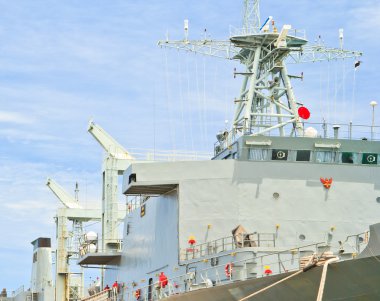 modern savaş gemisi üzerinde radar kulesi