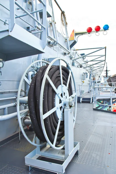 Fire hoses at fire station or fuel lines — Stock Photo, Image