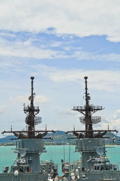 Radar tower on the modern warship — Stock Photo, Image