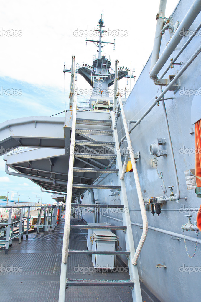 Stairway on battleship ship