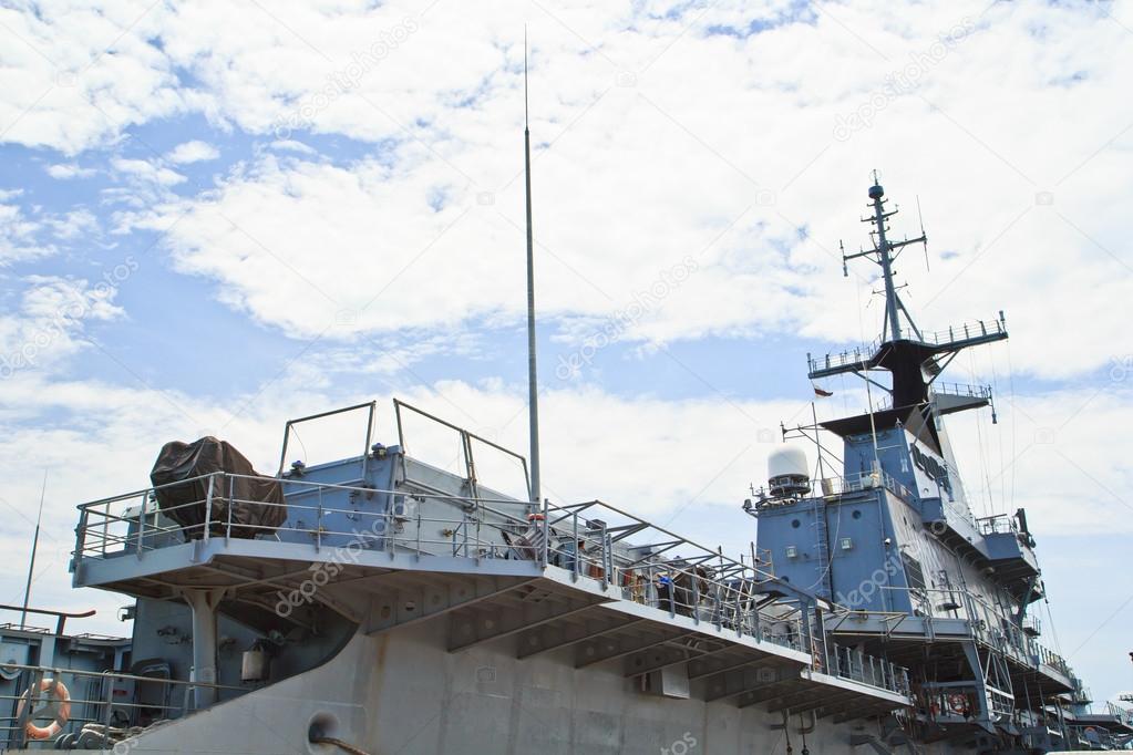 Radar tower on the modern warship