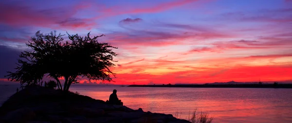 Sunset blue sky — Stock Photo, Image