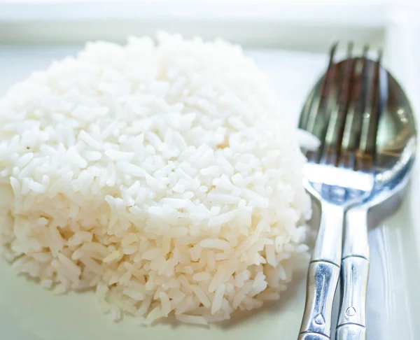 Arroz en plato blanco — Foto de Stock