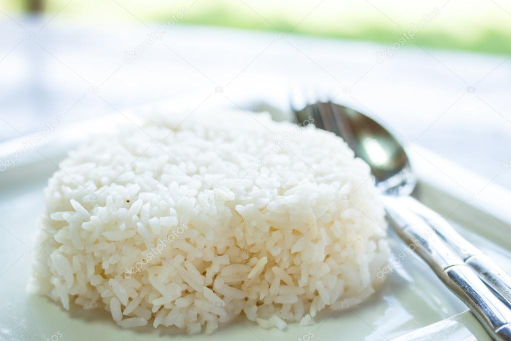 Rice in white dish