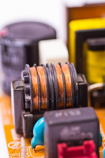 Electronic components on printed circuit board