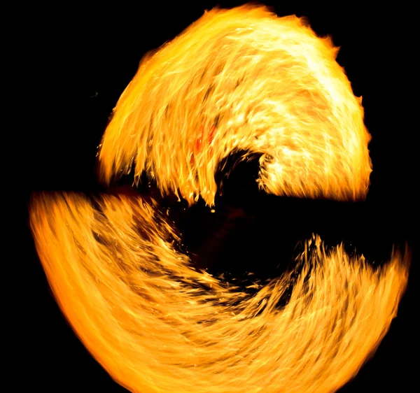 Night performance flaming trails — Stock Photo, Image