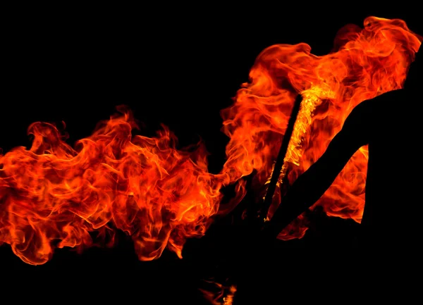 Nächtliche Performance flammende Spuren — Stockfoto