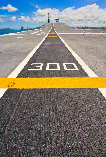 Runway at takeoff on battleship