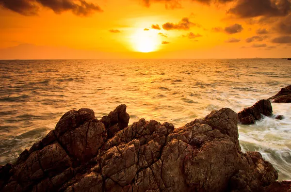 Sunset sea waves