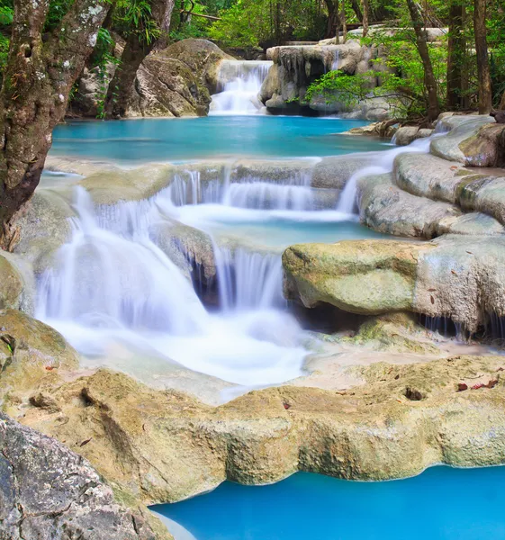 Waterfall and blue stream in the forest — Stock Photo, Image