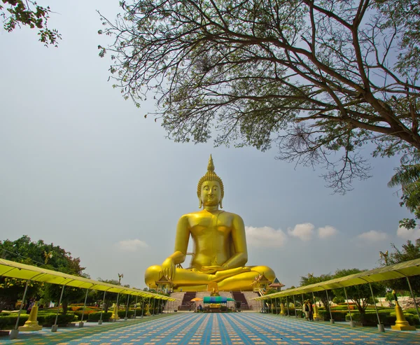 Velký buddha v chrámu — Stock fotografie