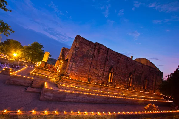 Makha Bucha candle lit. — Stock Photo, Image