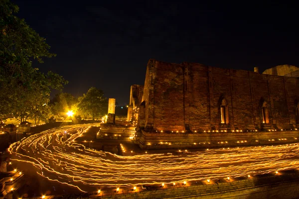 Makha Bucha candle lit. — Stock Photo, Image