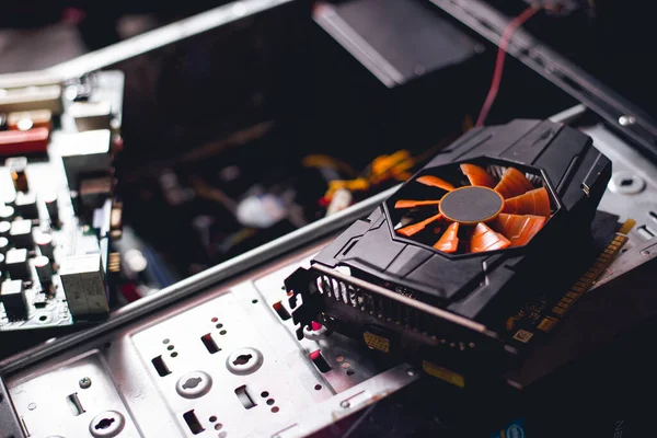 Placa Gráfica Computador Equipamento Técnico Verificação — Fotografia de Stock