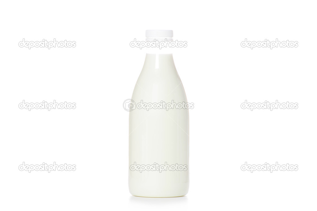 Bottle of milk on a white background