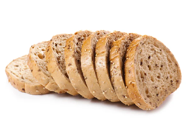 Pane intero sano a fette con semi di girasole su b bianco — Foto Stock