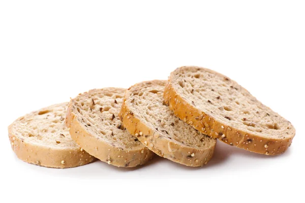 Pane intero sano a fette con semi di girasole su b bianco — Foto Stock