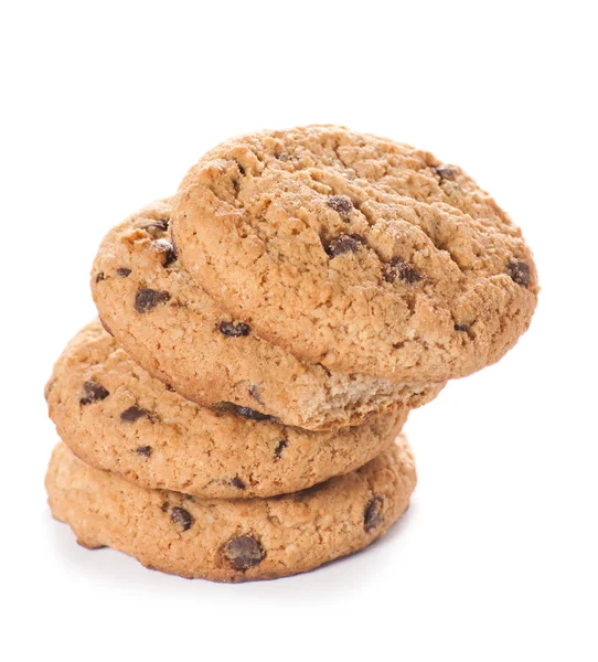 Cookies aux pépites de chocolat isolés sur fond blanc. — Photo