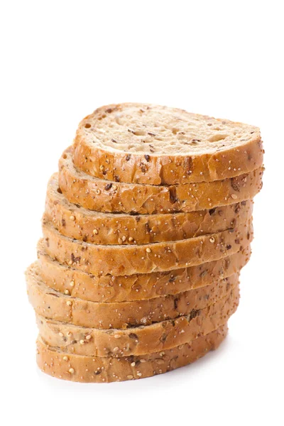 Pan sano en rodajas de grano entero con semillas de girasol en blanco b — Foto de Stock