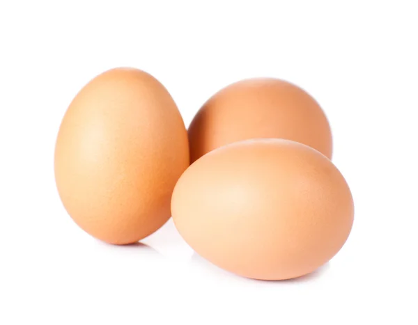 Három tojás izolált fehér alapon — Stock Fotó