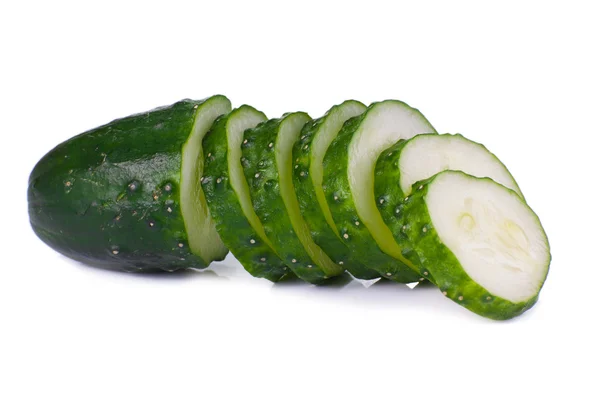 Cucumber and slices isolated over white background — Stock Photo, Image