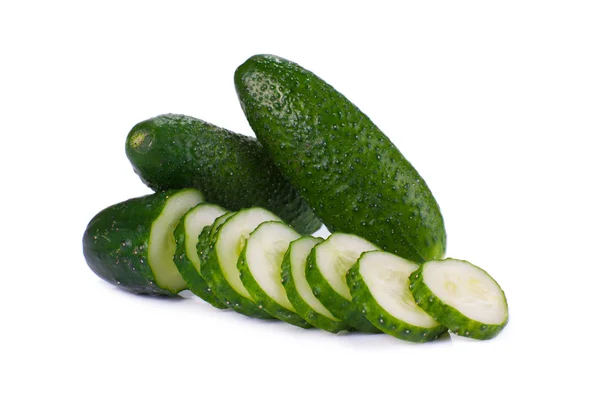 Cucumber and slices isolated over white background — Stock Photo, Image