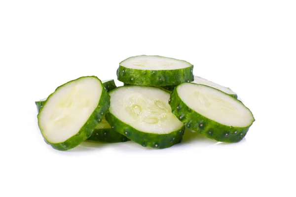 Cucumber and slices isolated over white background — Stock Photo, Image