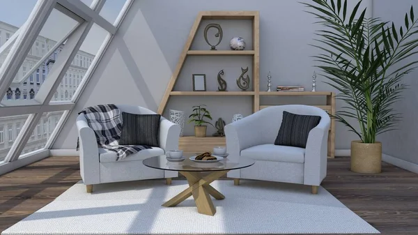 Screen Background Modern Living Room — Foto de Stock