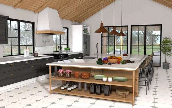 Kitchen New Home Render — Foto de Stock