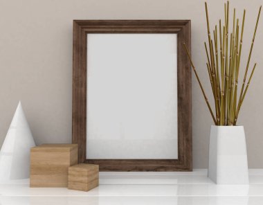 iç tasarım ile poster çerçevesini modelle, 3d biçimlendirme