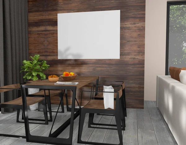 Dining Room Table Canvas Rendering Illustration — Stok Foto