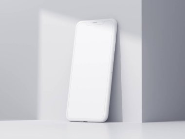 Phone with white screen for Mockup, 3d Illustration, 3d renderin