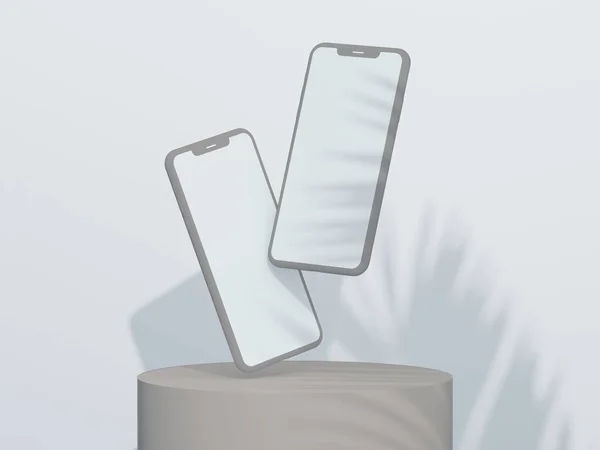 Fliegende Telefone Auf Weißem Hintergrund Und Schatten Der Palmblätter Illustration — Stockfoto