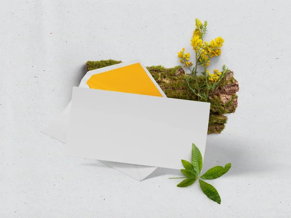 Inbjudningskort Gren Med Blommor Illustration Återgivning — Stockfoto