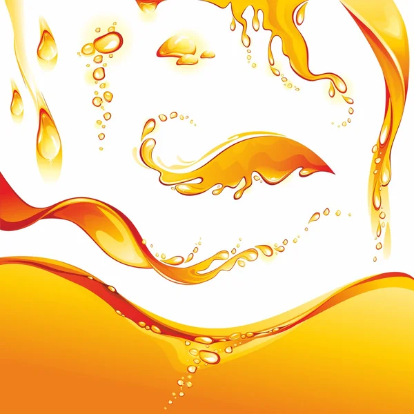Narancssárga víz csobbanásai és csepp. Vektor Grafikák