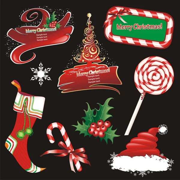 Banderas de Navidad y elementos de diseño . — Vector de stock