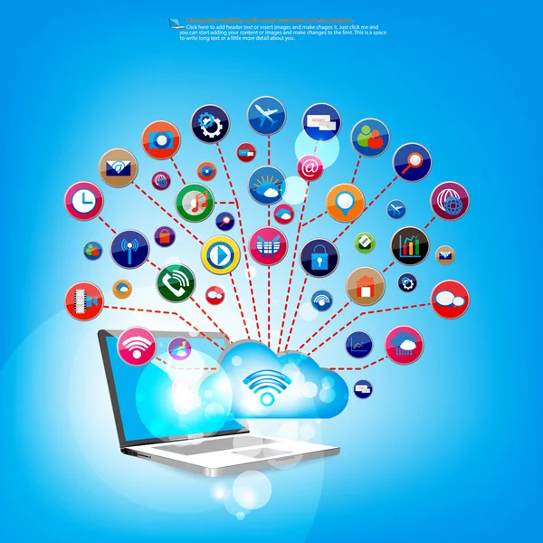 Cloud computing-met sociale communicatie vector design — Stockvector