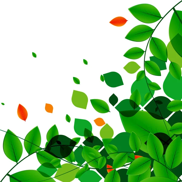 Feuilles vertes avec fond de saison printanière — Image vectorielle