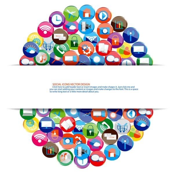 Cloud with social media design — Stock Vector