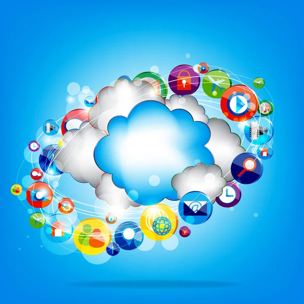 Nube con diseño de redes sociales — Archivo Imágenes Vectoriales