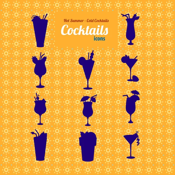 Ensemble d'icônes de cocktails . — Image vectorielle
