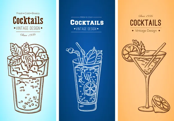 taze kokteyller büyük bir set.