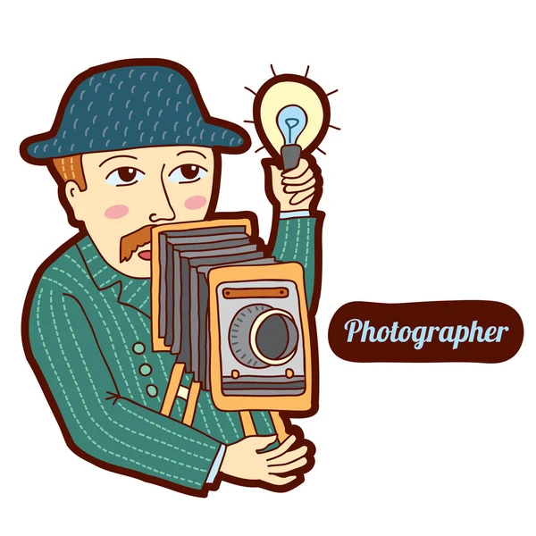 Photographer. Vintage profession, cartoon style. Child illustration. — Stock Vector