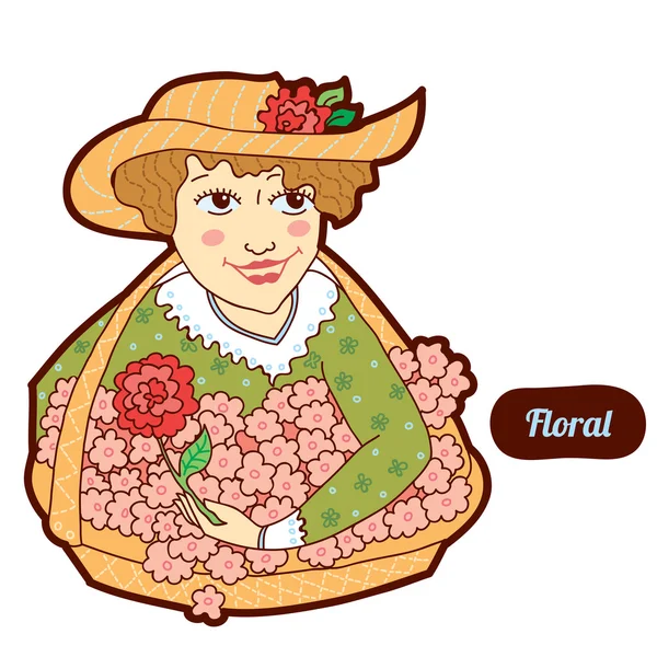 Floral. Profissão vintage, estilo cartoon. Ilustração infantil . — Vetor de Stock