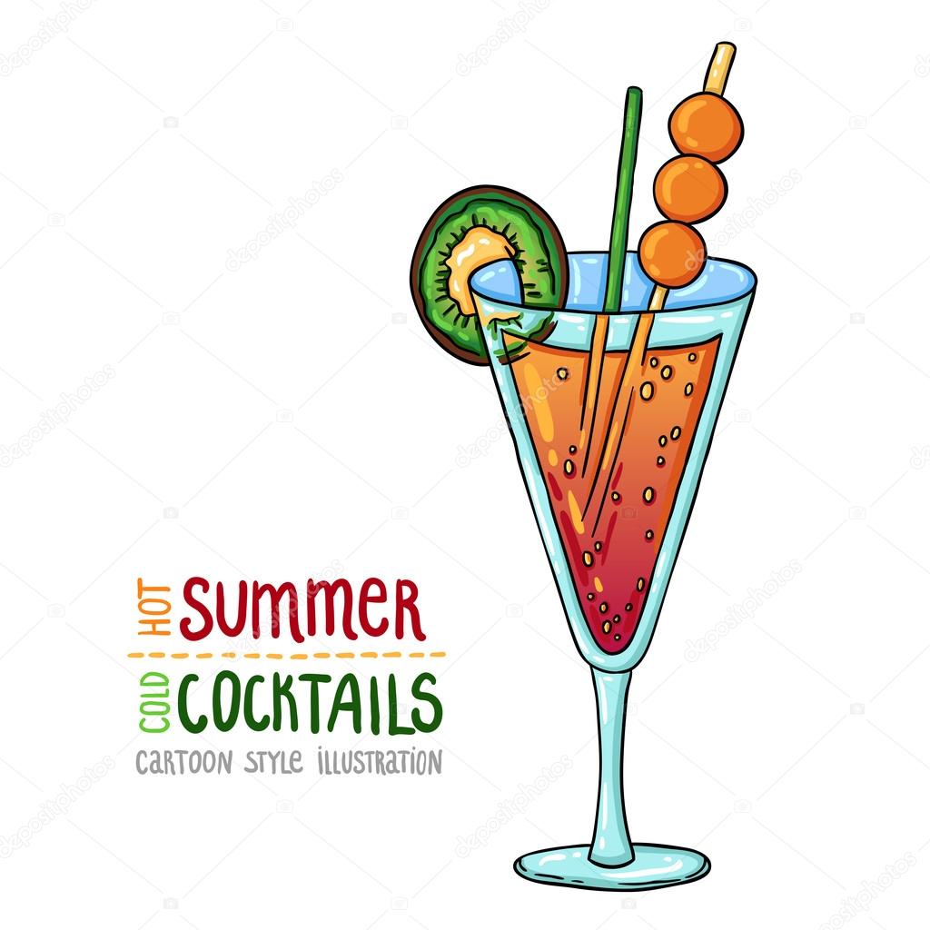 Cartoon Style Illustration Of Fresh Cocktail Hot Summer Cold Cocktails Stock Vector Image By C Katevogel 27977789