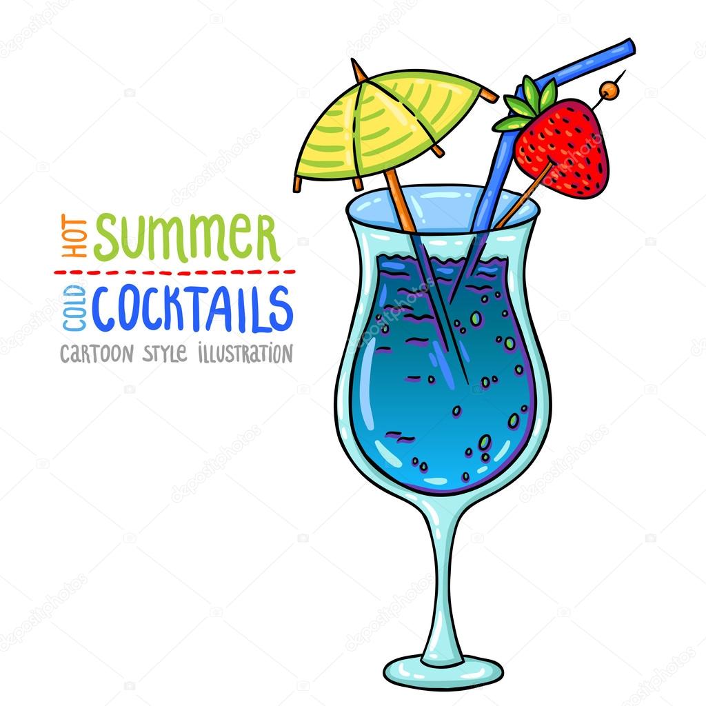 Cartoon Style Illustration Of Fresh Cocktail Hot Summer Cold Cocktails Vector Image By C Katevogel Vector Stock 27978097