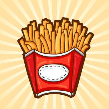 patates kızartması. Fast food karikatür tarzı. yalıtılmış nesne, kolay düzenlemek için.