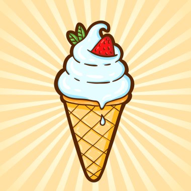 Ice cream. Fast food in cartoon style. Isolated object, easy to edit. clipart